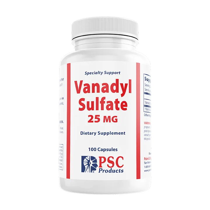 Vanadyl Sulfate dietary supplement bottle with PSC Products label on a white background