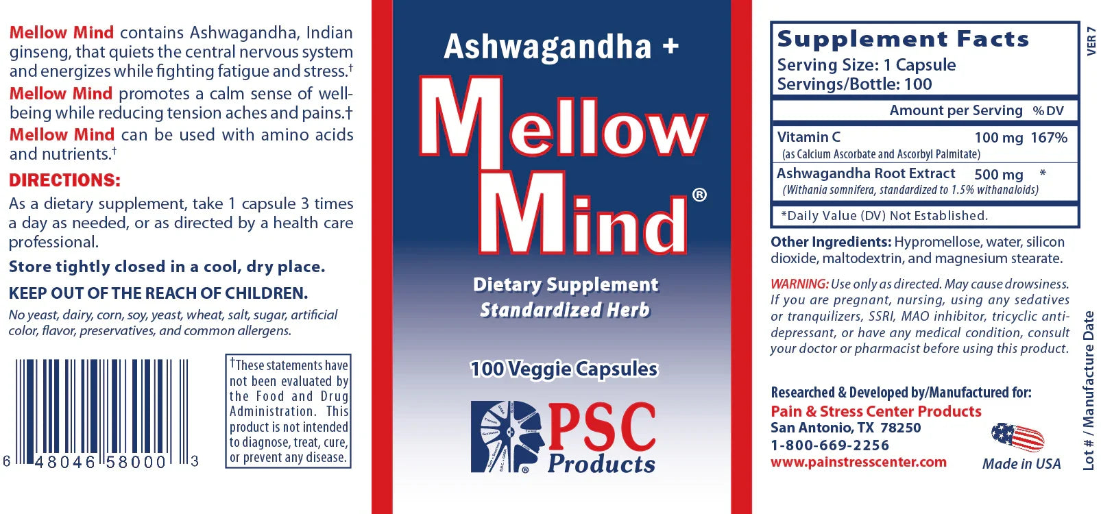 Ashwagandha + Mellow Mind® - Pain & Stress Center
